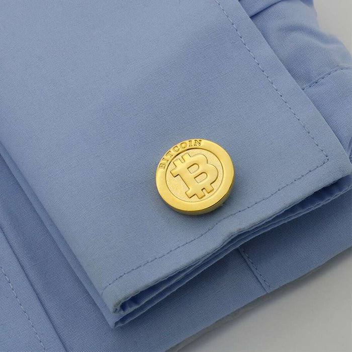 Cufflinks - Bitcoin Cryptocurrency (Gold)