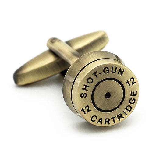 Shotgun Cartridge Bullet Cufflinks Bronze Front 