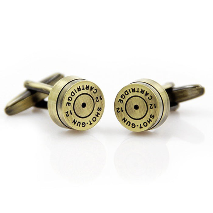 Shotgun Cartridge Bullet Cufflinks Bronze Pair