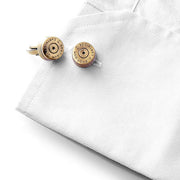 Shotgun Cartridge Bullet Cufflinks Bronze On Shirt Sleeve