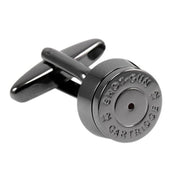 Shotgun cartridge cufflinks gunmetal black front