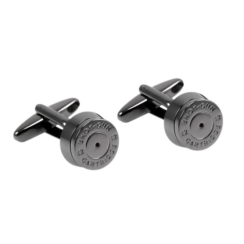 Shotgun cartridge cufflinks gunmetal black Pair