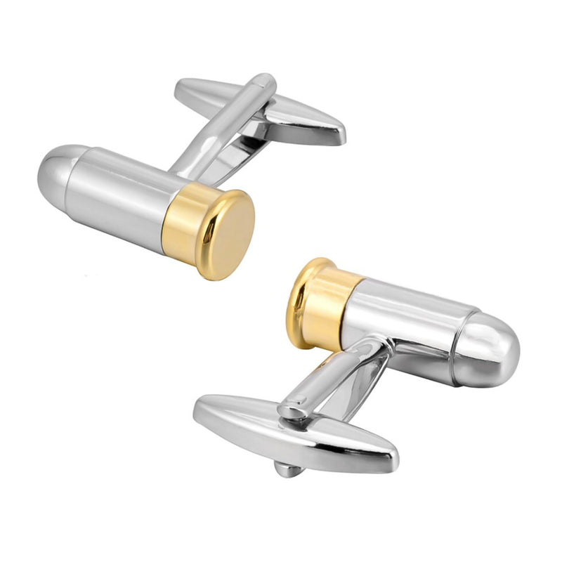Golden Silver Bullet Cufflinks Blunt Point Pair