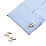 Golden Silver Bullet Cufflinks Blunt Point On Shirt Sleeve
