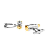 Bullet Cufflinks Silver and Gold Front Back