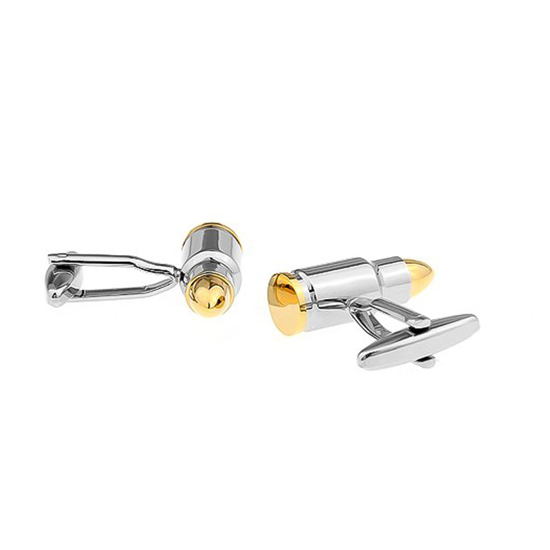 Bullet Cufflinks Silver and Gold Front Back