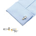 Bullet Cufflinks Silver and Gold On Shirt sleeve