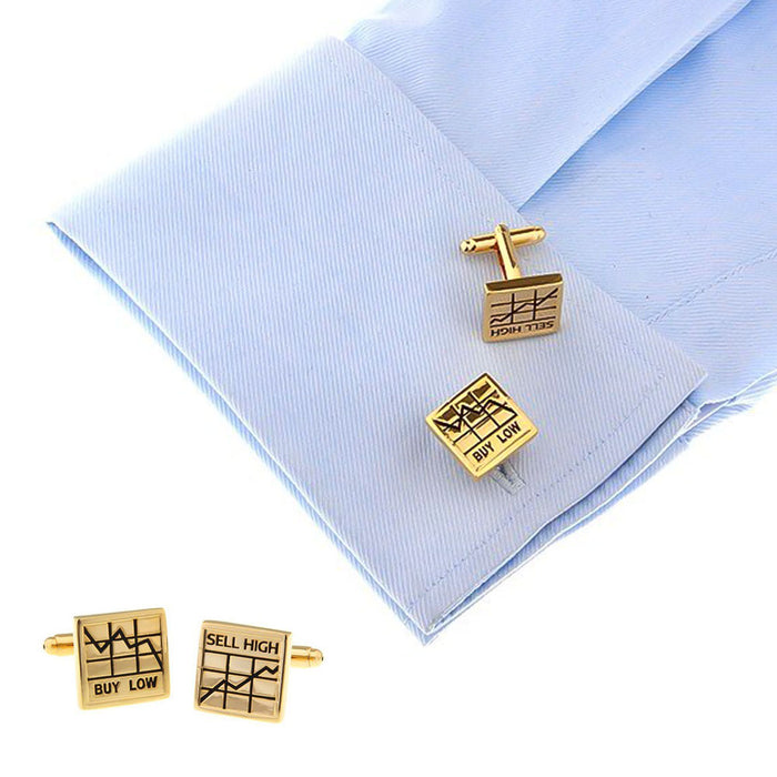 Buy Low Sell High Cufflinks Gold On Shirt Sleeve