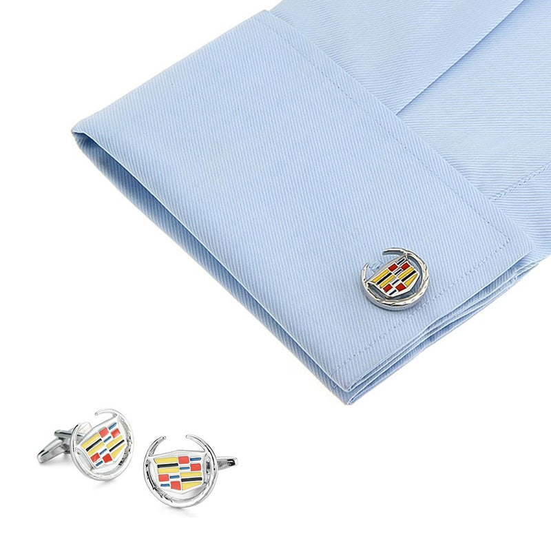 Cadillac Cufflinks Car Logo Silver Image On Shirt