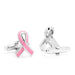 Breast Cancer Awareness Cufflinks Silver Pink Ribbon Pair Back