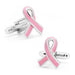 Breast Cancer Awareness Cufflinks Silver Pink Ribbon Pair Front