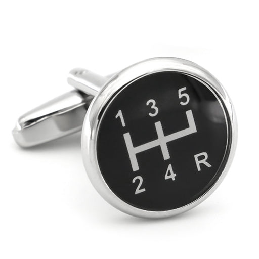 Car Gear Cufflinks Black Front Image