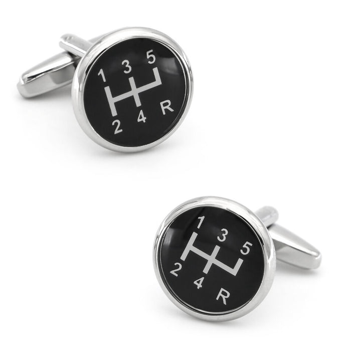 Car Gear Cufflinks Black Racing Pair Image