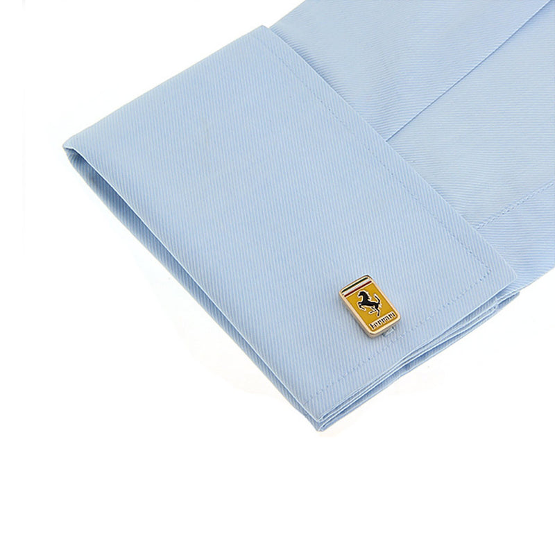 Ferrari cufflinks gold car logo on shirt sleeve