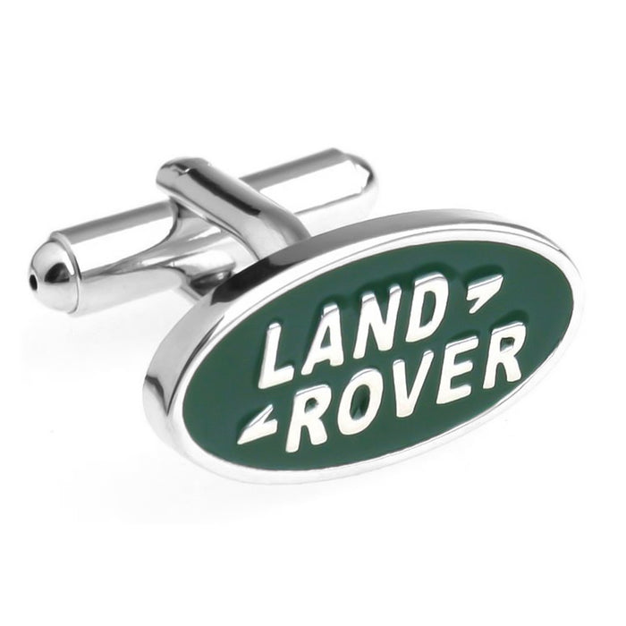 Land Rover Cufflinks Flat Car Logo Silver Front