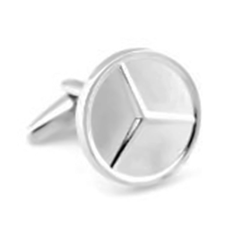 Mercedes-Benz Cufflinks Silver Flat Closed Front View