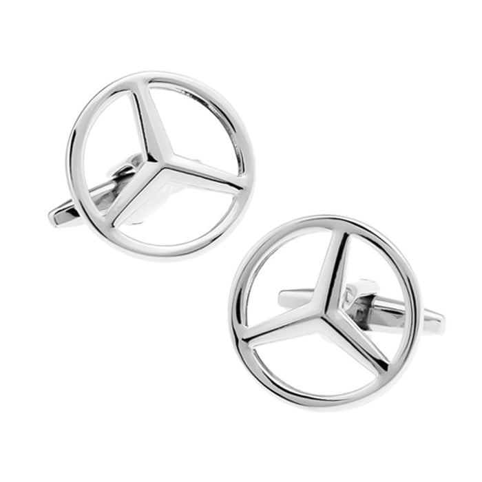 Mercedes Cufflinks Car Logo Silver Open Shape Pair