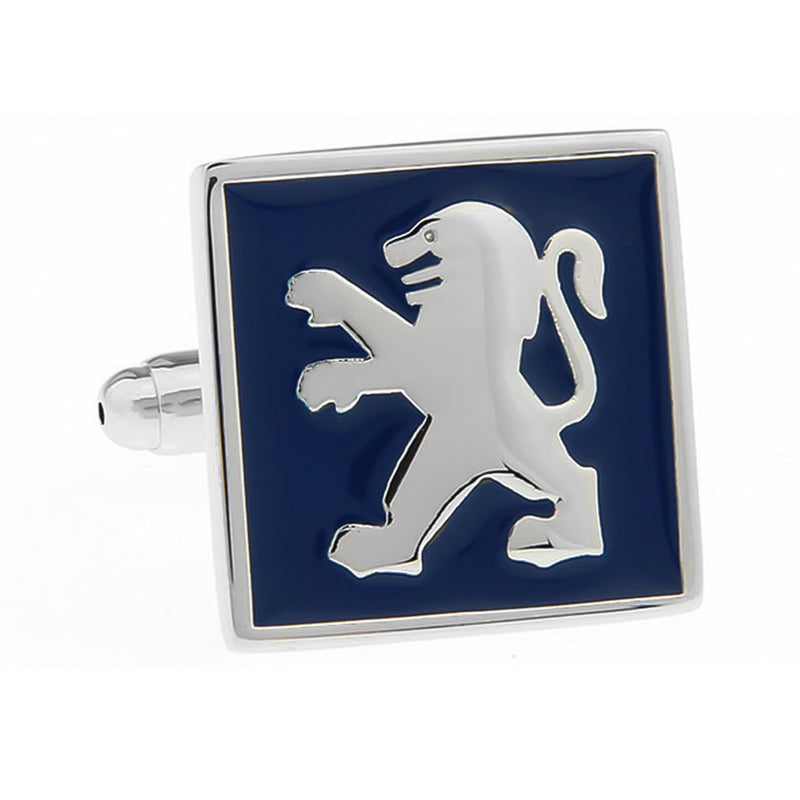 Peugeot cufflinks silver car logo Front