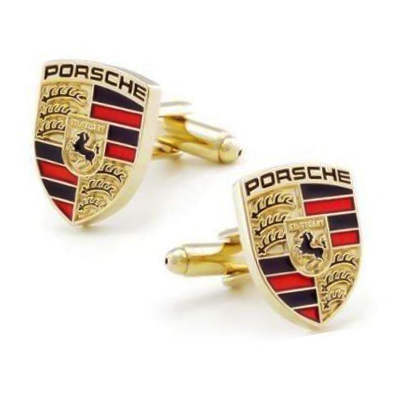 Porsche cufflinks Gold Car Logo pair