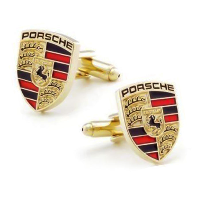 Porsche cufflinks Gold Car Logo pair