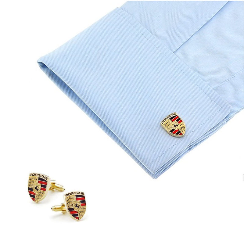 Porsche cufflinks Gold Car Logo On Shirt Sleeve