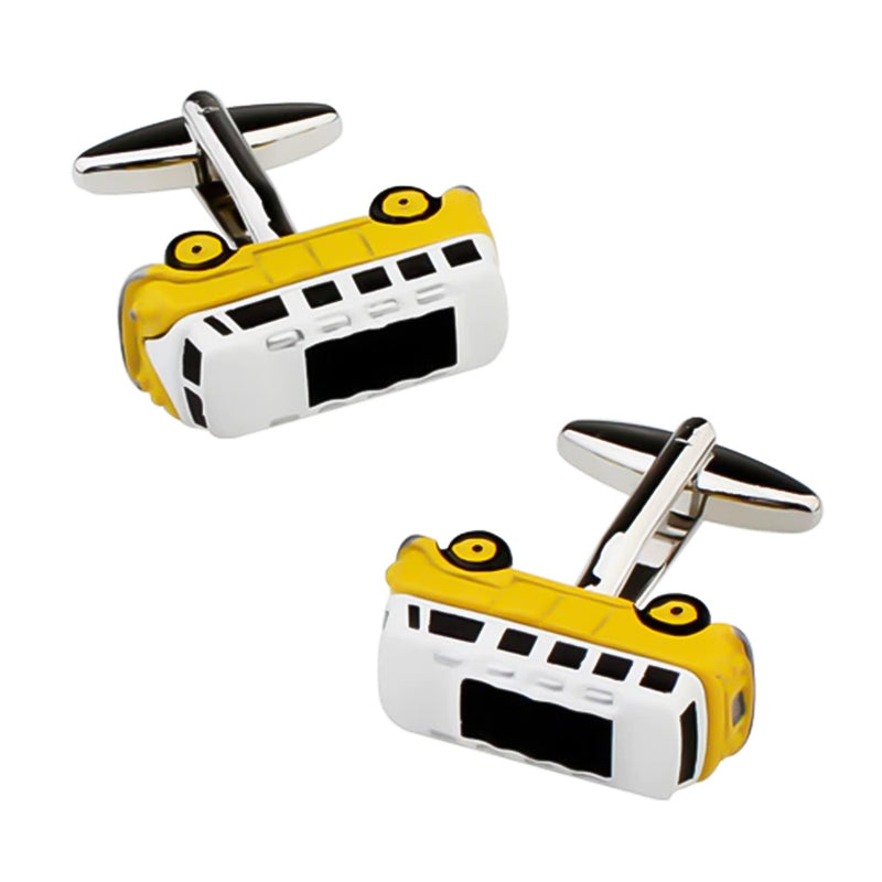 VW Kombi Cufflinks Car Yellow and White Pair