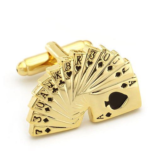 Lucky Gold Casino Playing Card Cufflinks Full Set Front