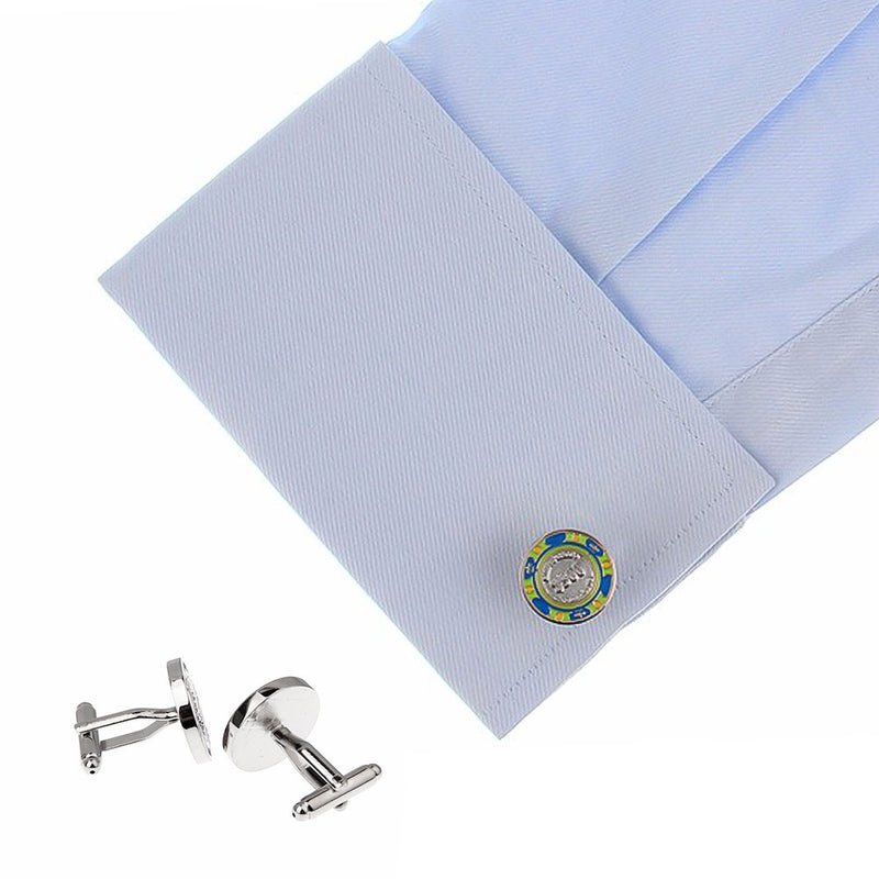 Casino $500 Poker Chip Cufflinks Blue and Green Back Sleeve
