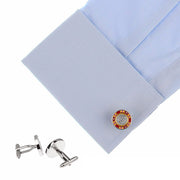 Casino $500 Poker Chip Cufflinks Red and Yellow Back Sleeve
