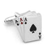 Lucky Casino Playing Card Cufflinks Silver Three Aces Front