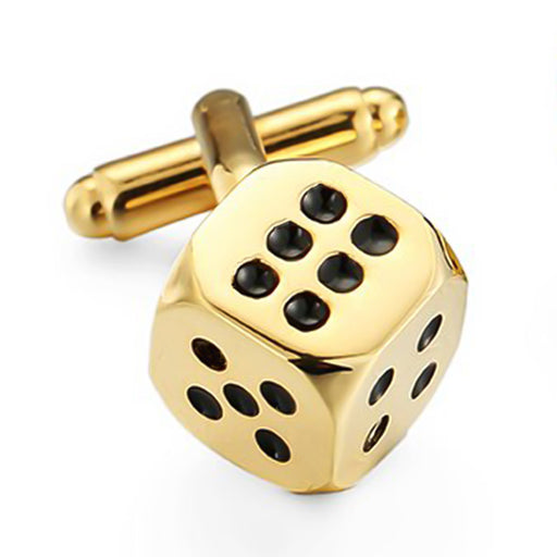 Casino Poker Dice Cufflinks Gold Front View