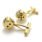 Casino Poker Dice Cufflinks Gold Pair