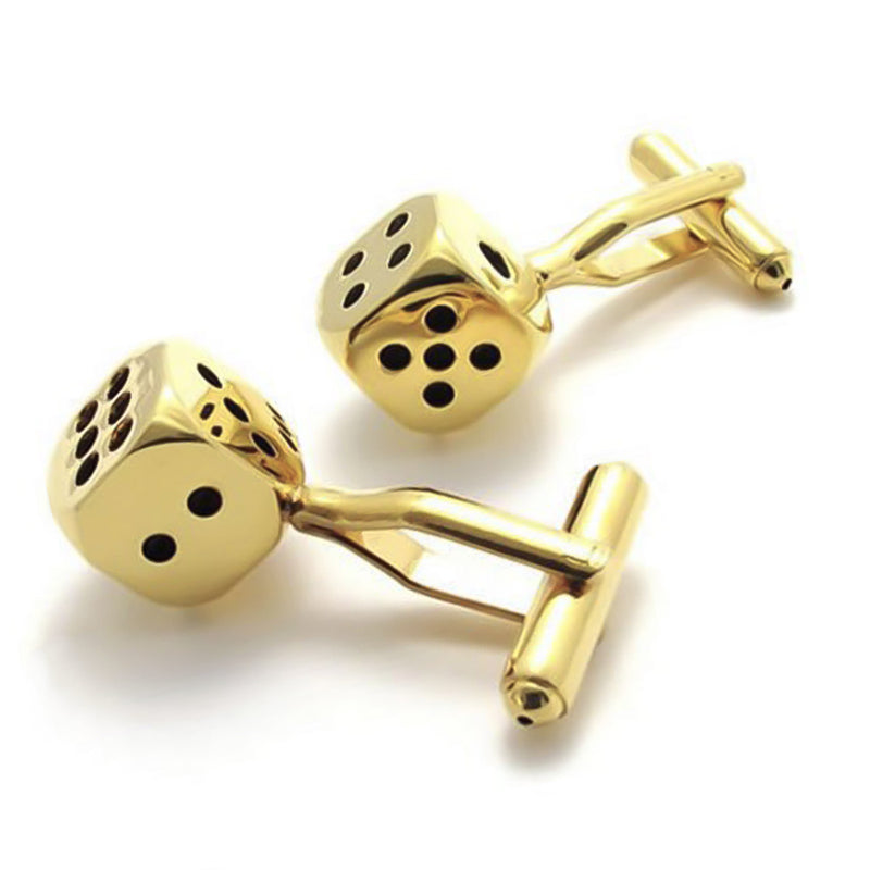 Casino Poker Dice Cufflinks Gold Pair