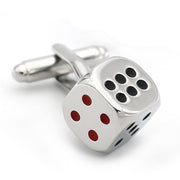 Lucky Casino Poker Dice Cufflinks Silver Front