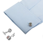 Lucky Casino Poker Dice Cufflinks Silver On Shirt Sleeve