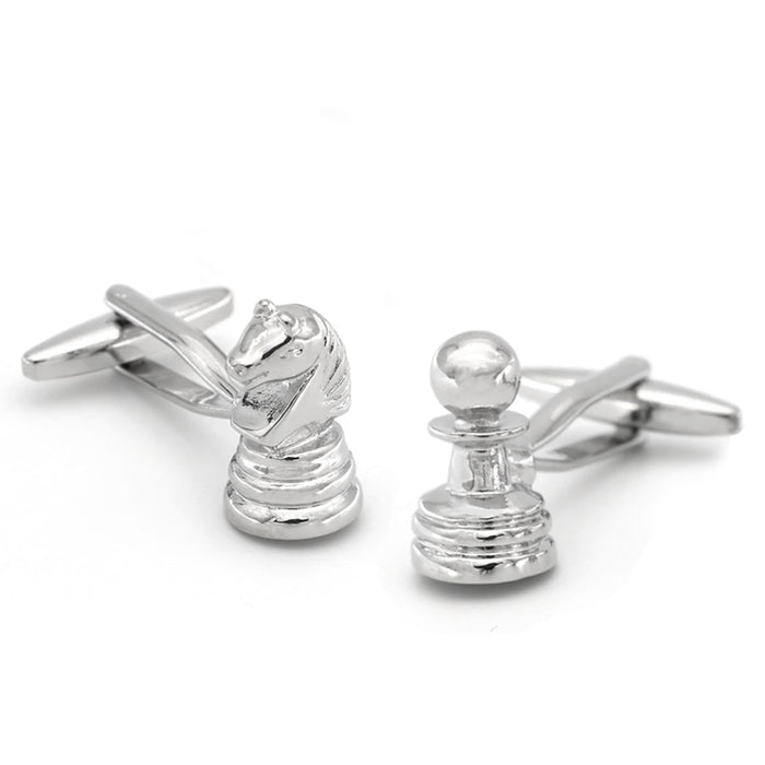Cufflinks - Game Chess Pieces (Silver)