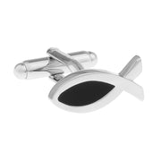 Cufflinks Christian Fish Symbol Front Silver