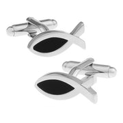 Cufflinks Christian Fish Symbol Pair Silver