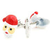 Christmas Santa Clause Cufflinks Red White Silver Front Back Pair Image