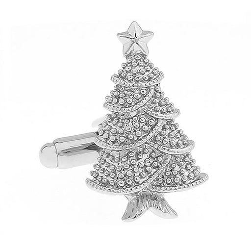 Christmas Tree Cufflinks Silver Front Image