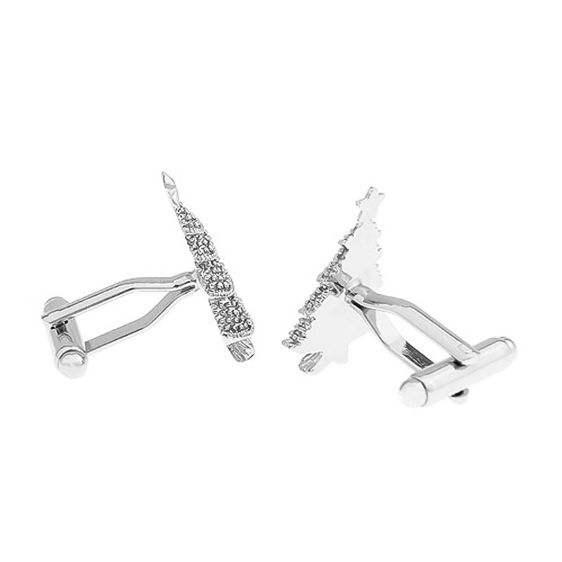 Christmas Tree Cufflinks Silver Back Pair Image