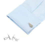 Christmas Tree Cufflinks Silver On Shirt Sleeve Image