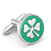 Lucky Four Leaf Clover Cufflinks Silver Green Image Front