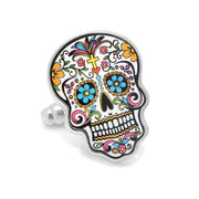Mosaic Sugar Skull Cufflinks Silver Image Front