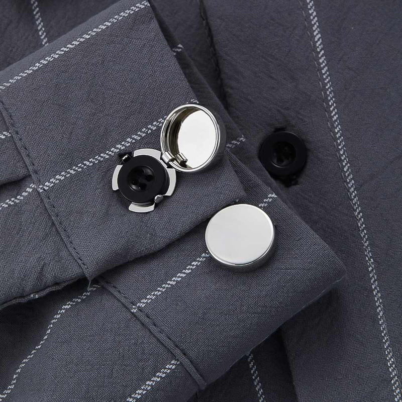 Cuff Button Cover Cufflinks Silver On Shirt Sleeve