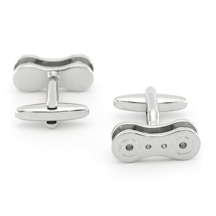 Bicycle Chain Cufflinks Cyclng Silver Image Front and Back