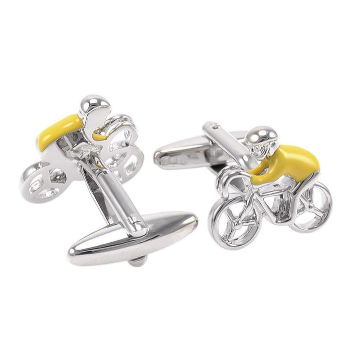 Cycling cufflinks Cyclist Bicycle Silver Image Pair
