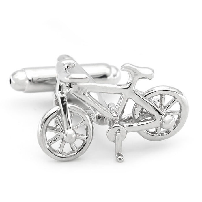 Mountain Bike Cufflinks Bicycle Silver Front