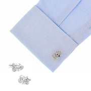 Mountain Bike Cufflinks Bicycle Silver On Shirt Sleeve