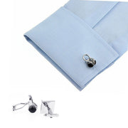 Music DJ Cufflinks Headphones Silver Image On Shirt Sleeve